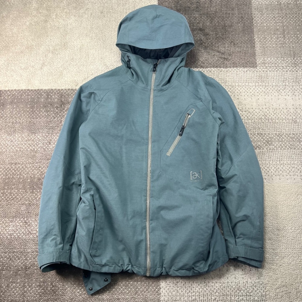 Burton AK Gore-Tex Mens Small Snowboard Jacket Blue Grey Hooded Shell 2L Swash